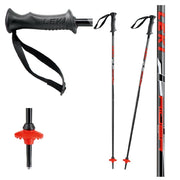 Leki RIDER ski poles for little ones.  Aluminium ski poles with 14 mm diameter and steel tip.  Kids grip specially made for small hands, adjustable BS straps with the plastic buckle.